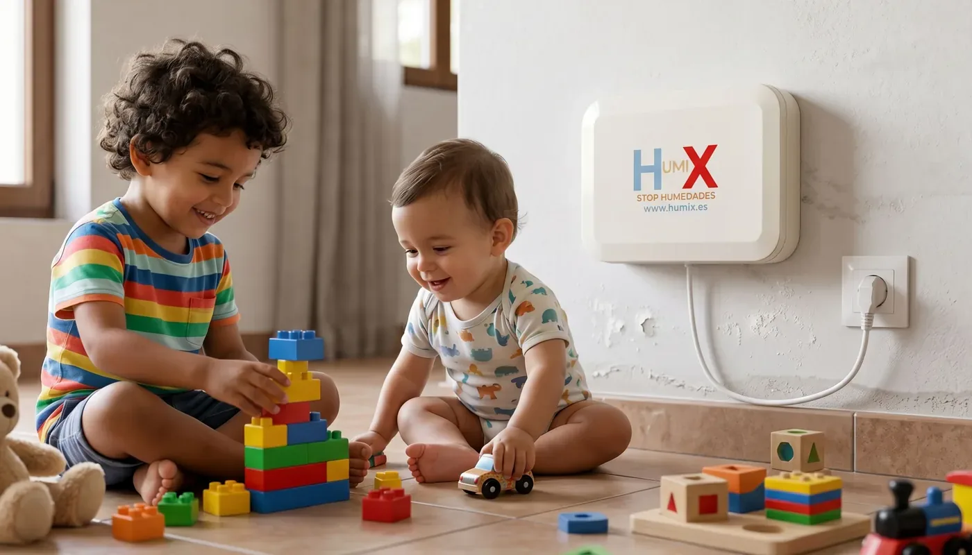 Salón luminoso de una vivienda en Gran Canaria con el sistema HUMIX instalado en la pared